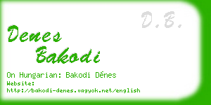 denes bakodi business card